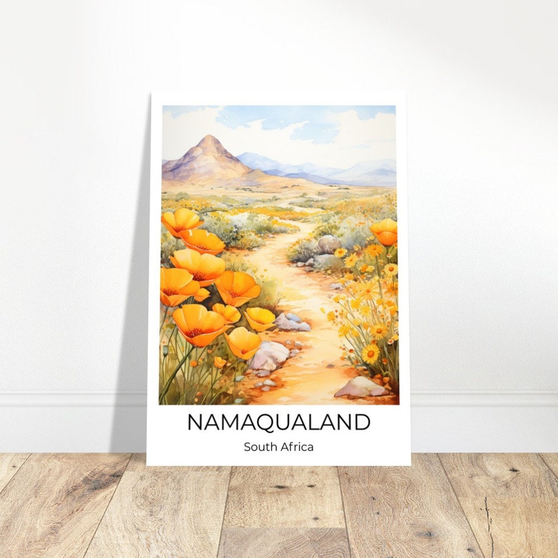 Namaqualand Watercolor Travel Poster Namaqualand Wall Art South Africa Travel Print Namaqualand South Africa Wall Decoration