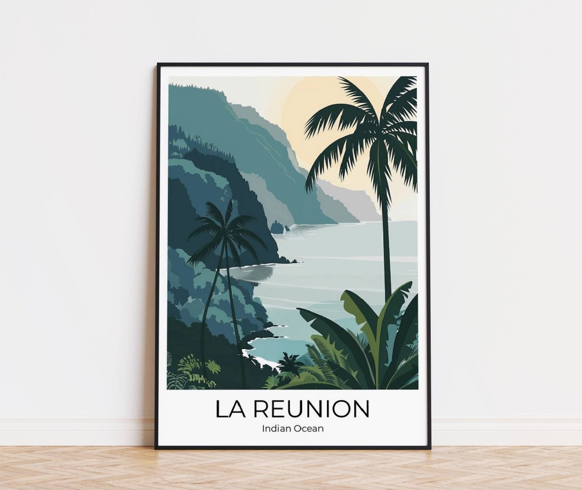 La Reunion Travel Poster Reunion Travel Print La Reunion Poster Wall Art La Reunion Vintage Poster Travel Poster Print