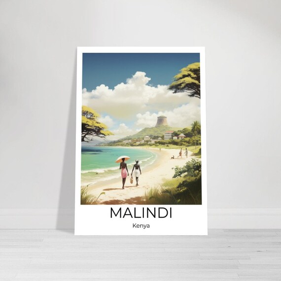 Malindi Travel Poster Malindi Kenya Wall Art Africa Travel Print Kenya Kenya Wall Decoration