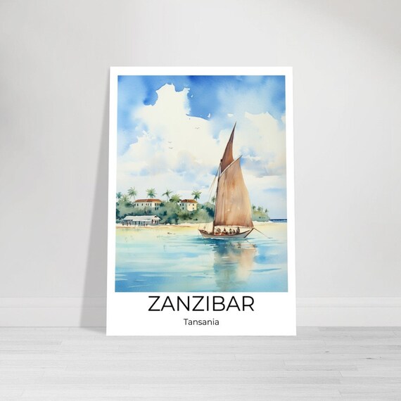 Zanzibar Watercolor Travel Poster Zanzibar Wall Art Africa Travel Print Zanzibar Zanzibar Wall Decoration