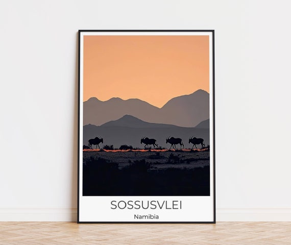 Sossusvlei Nambia Travel Poster Namibia Wall Art Namibia Travel Print Sossusvlei Oryx Sossusvlei Namibia Travel Gift