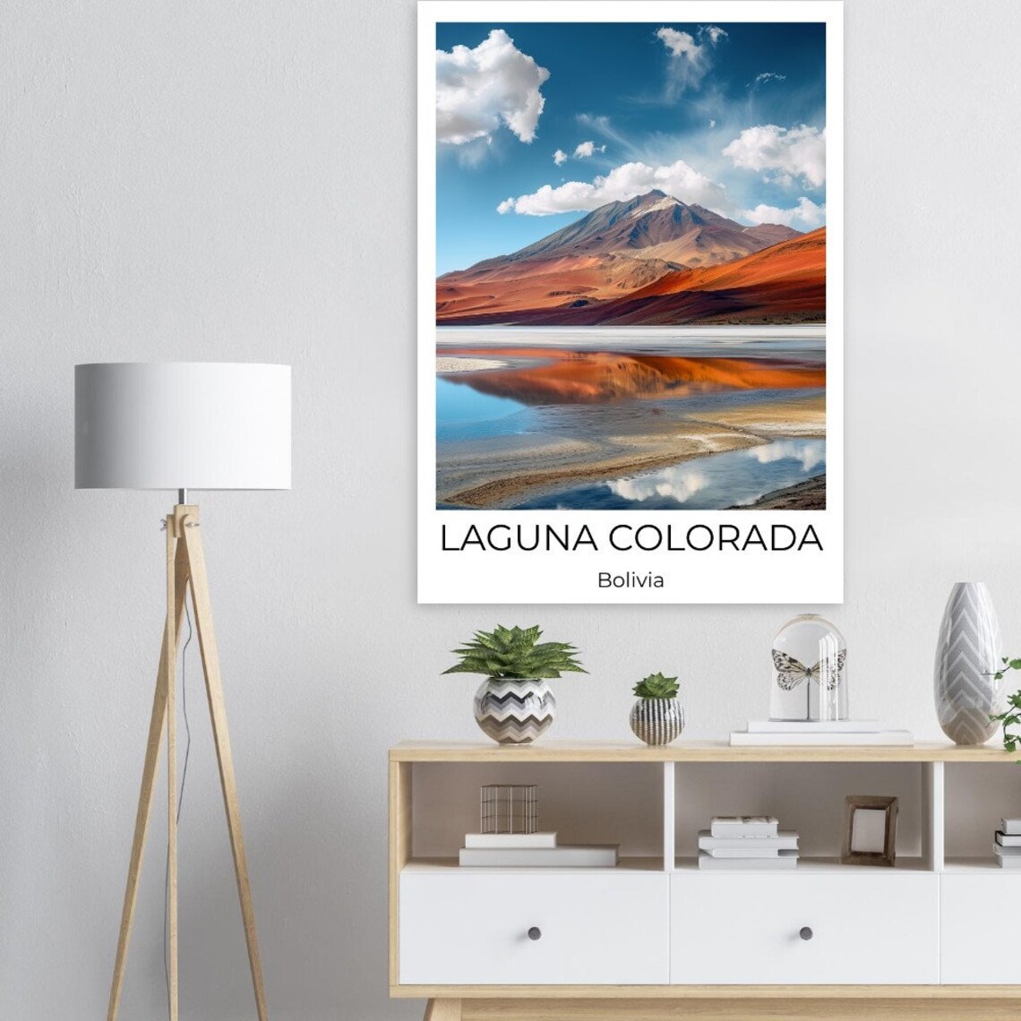 Laguna Colorada Bolivia Red Lagoon Altiplano Reflection Travel Poster - Image 2