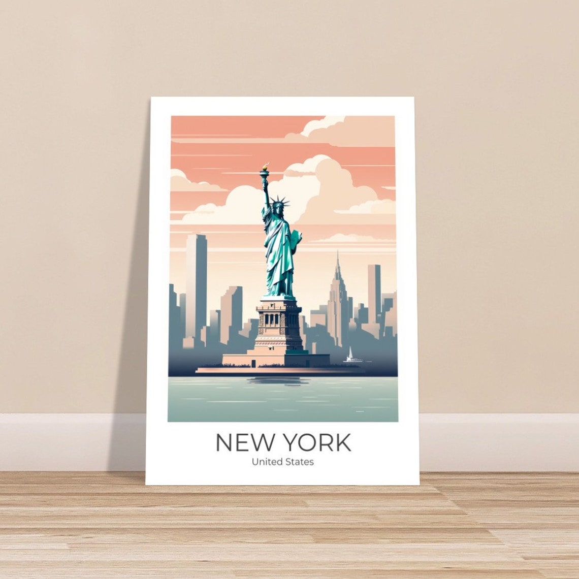 New York Vintage Travel Poster New York Print Travel Print Wall Art Travel Print Travel Poster