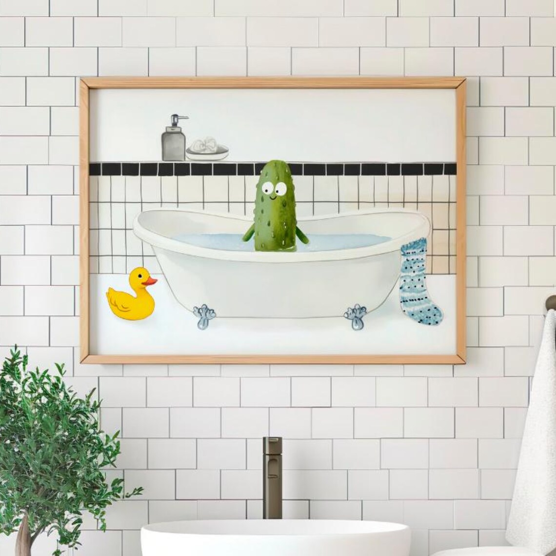 Whimsical Pickle Bubble Bath, Bathroom Art Print - Image 2