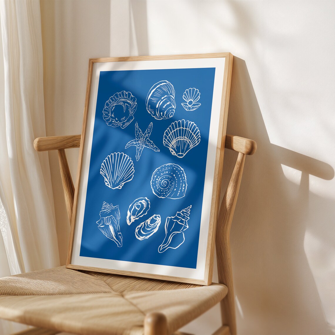 Seashells Blue Coastal Beach House Decor Art Print - Image 4