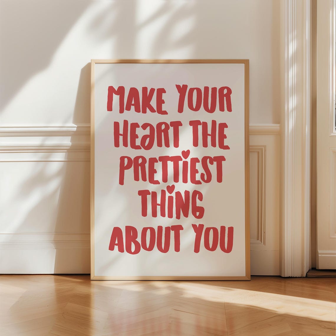 Make Your Heart The Prettiest Thing About You Red Hand Lettered Poster - Image 2