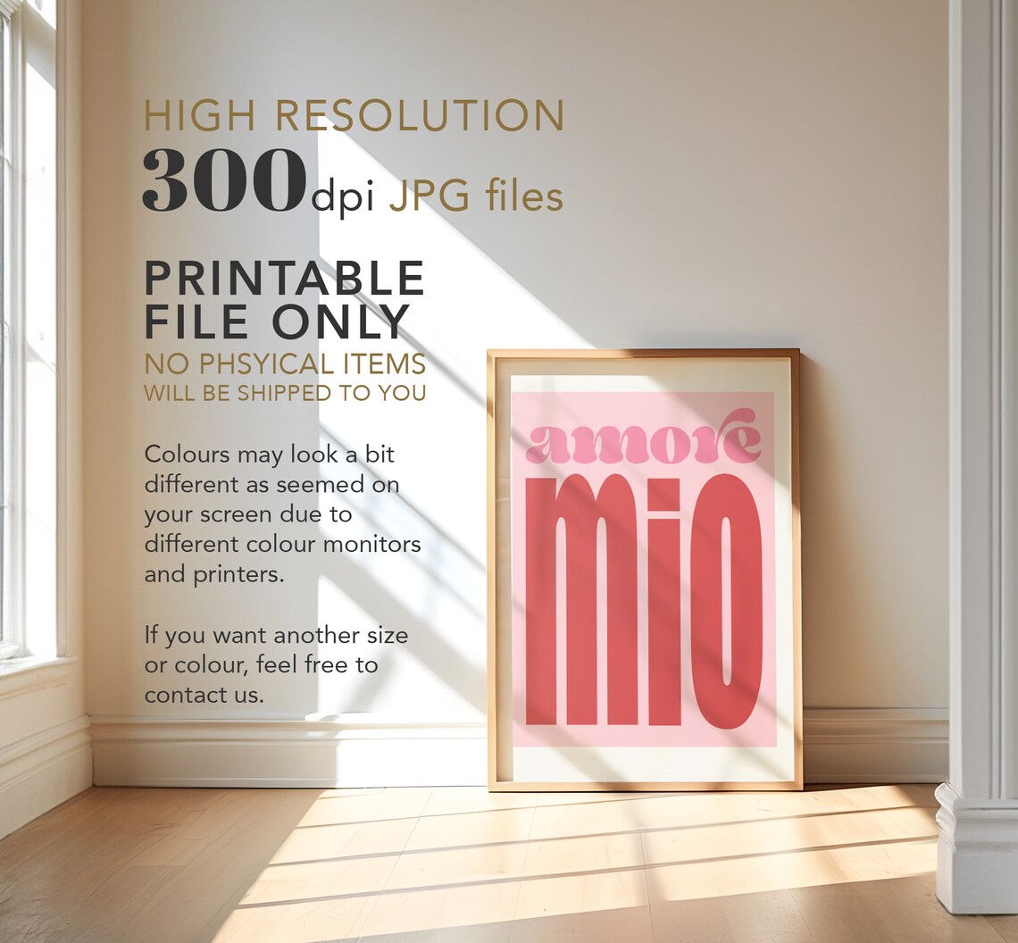Amore Mio Italian Quote Retro Poster Print - Image 4