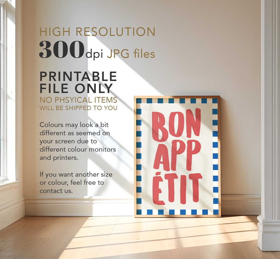 Bon Appetit Retro Typography Kitchen Art Print - Image 3
