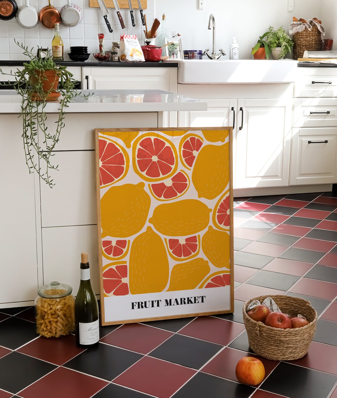 Fruit Market Kitchen Wall Art, Colourful Grapefruit Print - Image 3