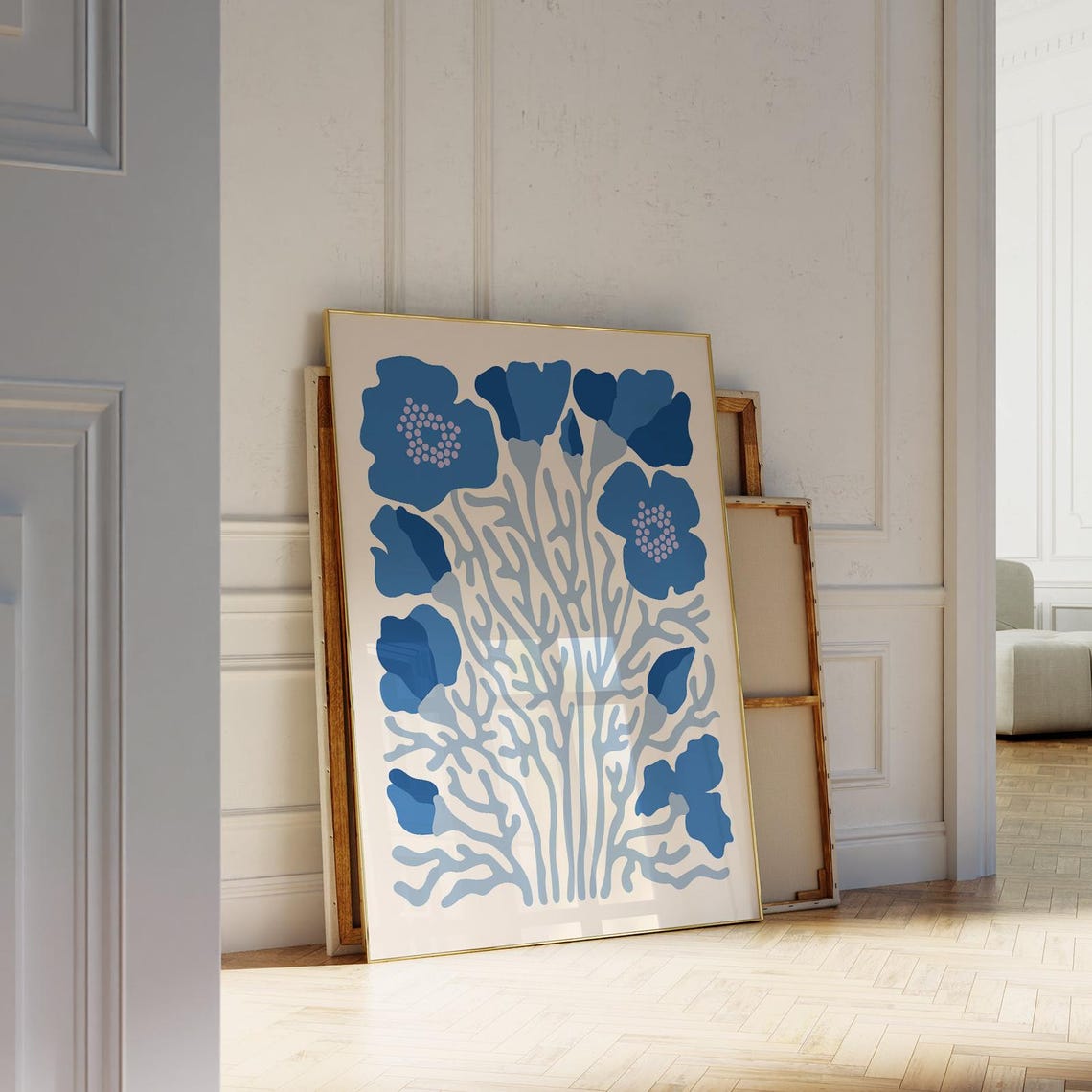Blue Poppies Botanical Abstract Floral Flower Market Matisse Poster - Image 4
