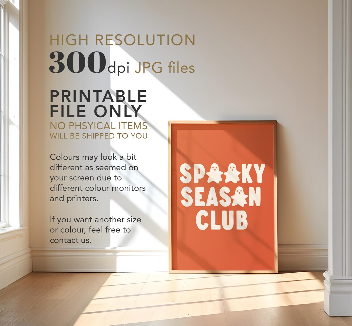 Spooky Season Club Cute Ghosts Retro Halloween Orange Typography Poster - Image 2