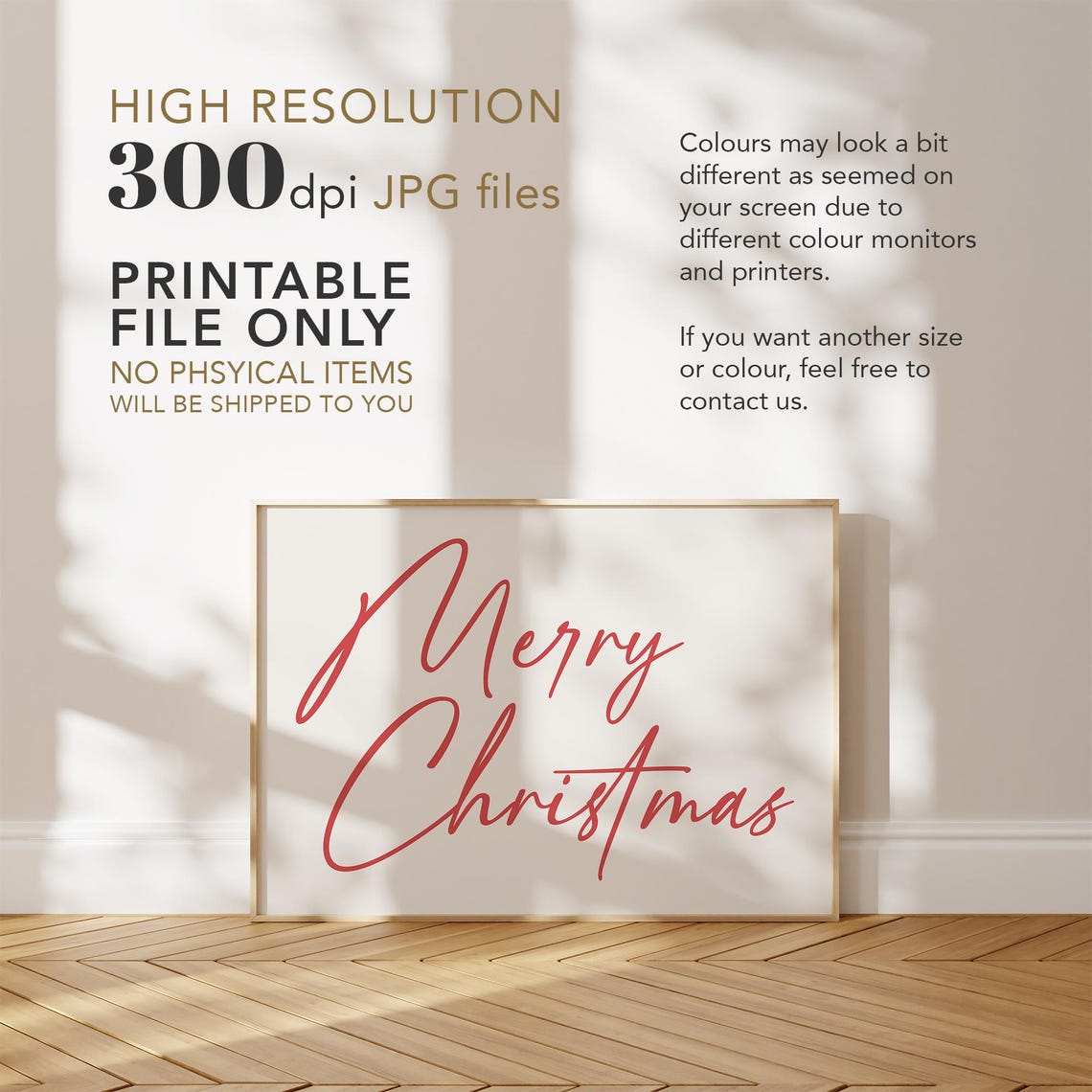 Merry Christmas Red Script Typography Minimalist Holiday Poster - Image 4