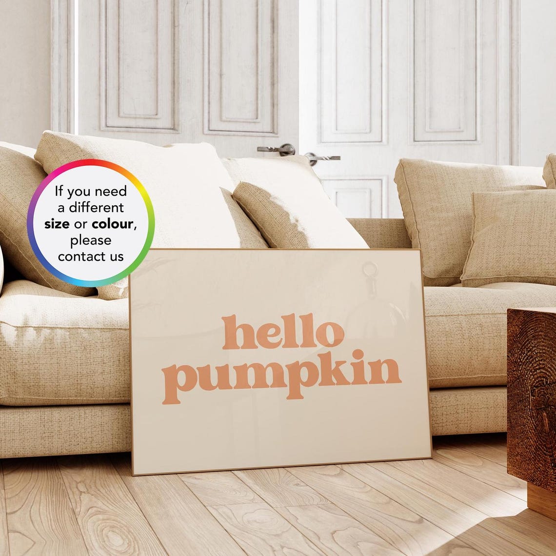 Hello Pumpkin Fall Print Fall Art Cute Autumn Wall Decor Fall Print Autumn Poster Trendy Typography Art - Image 2