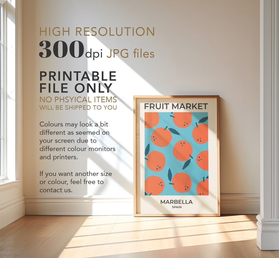 Fruit Market Orange Citrus Art Marbella Spain Kitchen Wall Art - Image 3