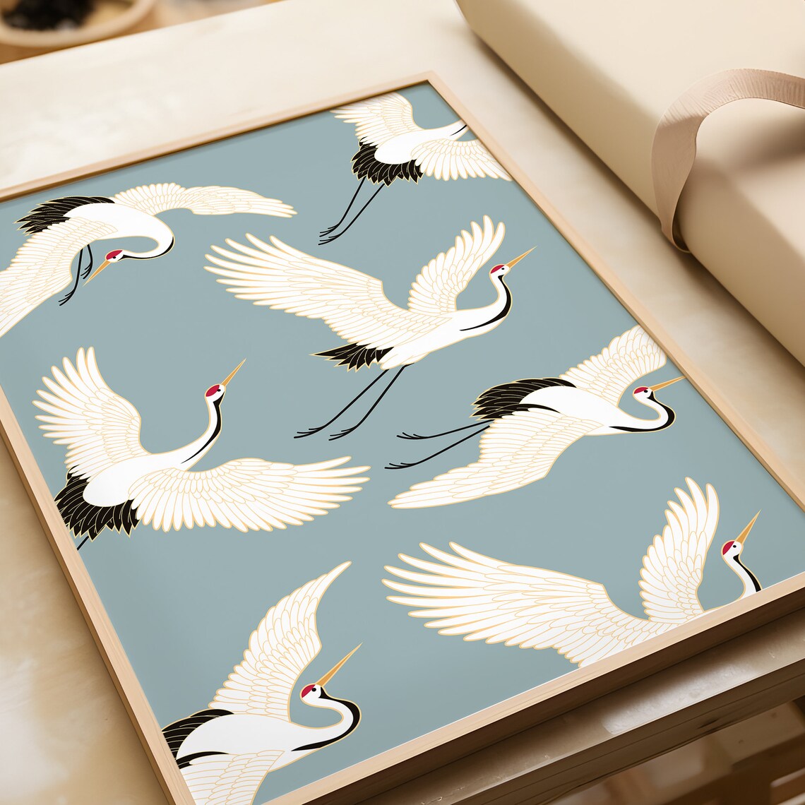 Japanese Cranes Vintage Poster Print - Image 2