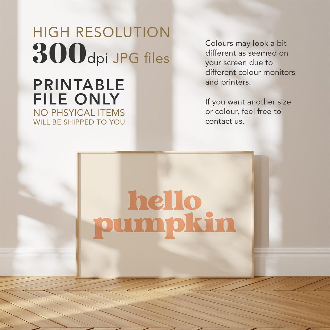 Hello Pumpkin Orange Retro Typography Minimal Fall Autumn Decor Poster - Image 4