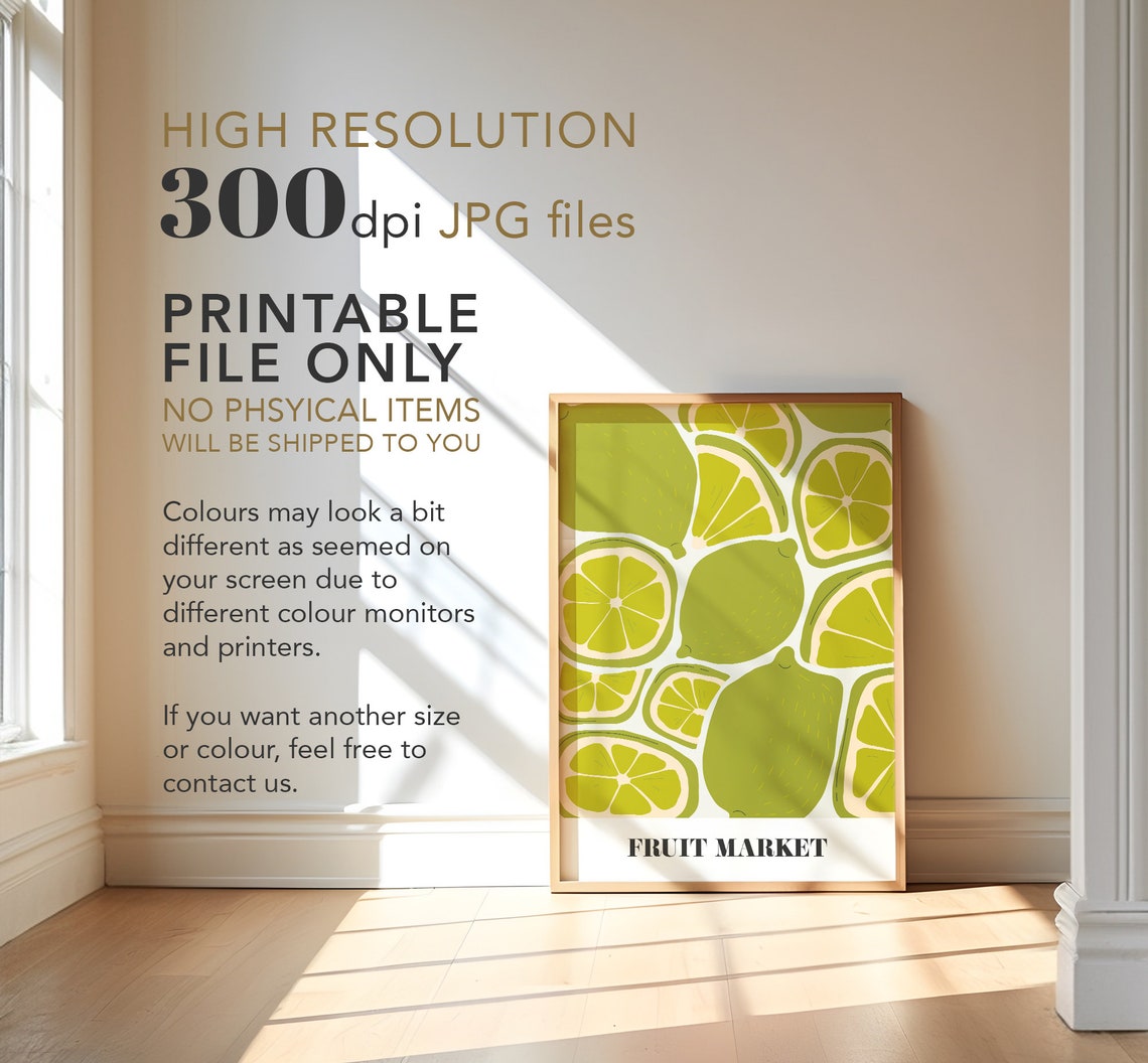 Fruit Market Limes Green Citrus Kitchen Retro Botanical Poster - Image 3