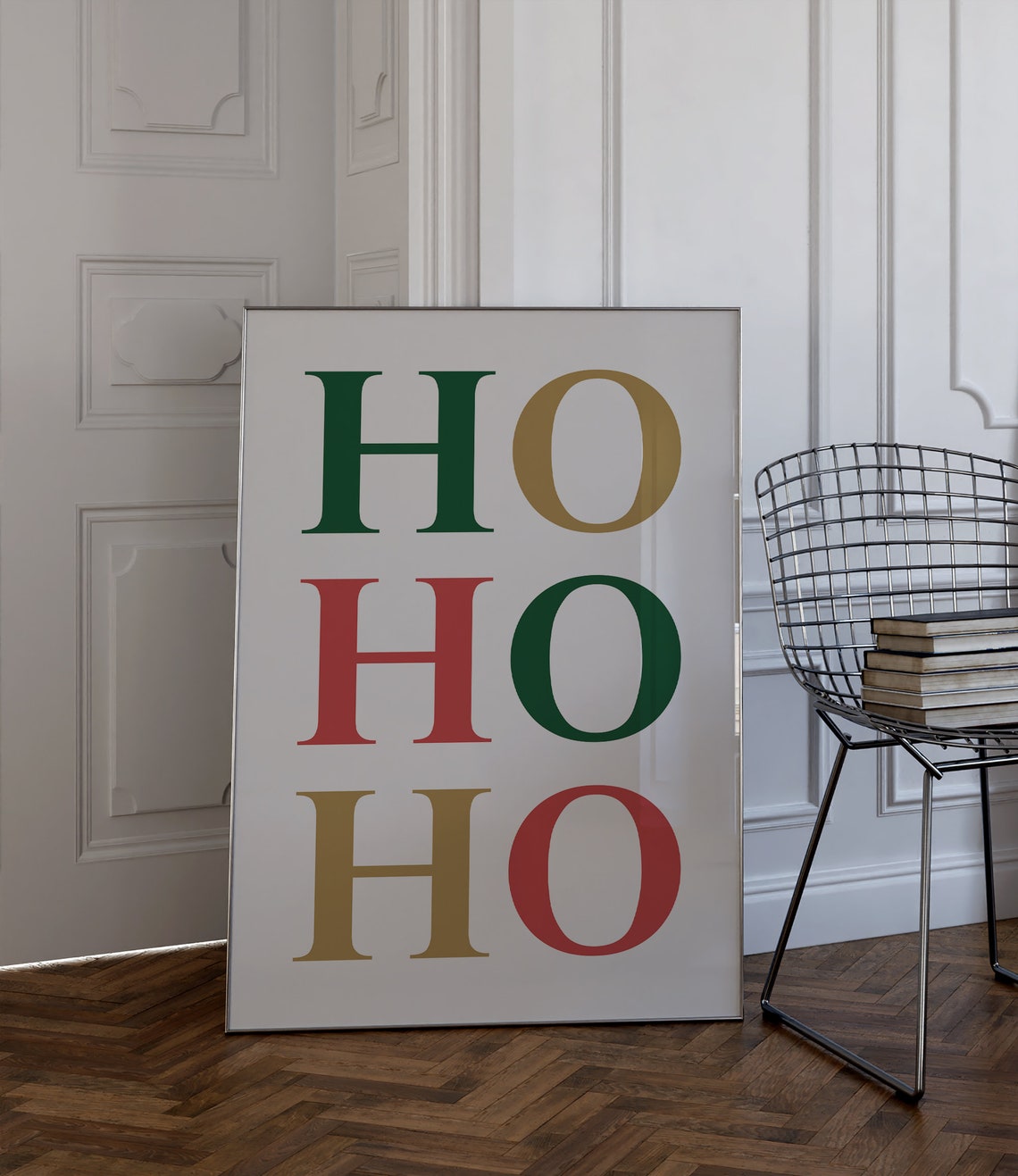 Ho Ho Ho Colorful Holiday Letters Typography Green Gold Red Poster - Image 2