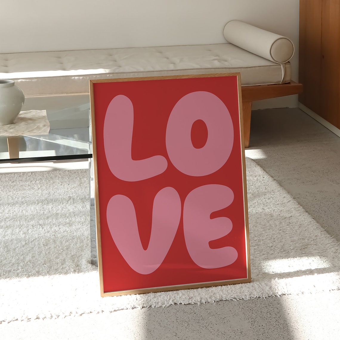 Love Groovy Retro Typography Pink Red Valentine Cute Wall Poster - Image 2