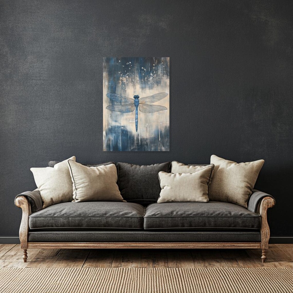 Blue Dragonfly, Contemporary Abstract Style - Image 3