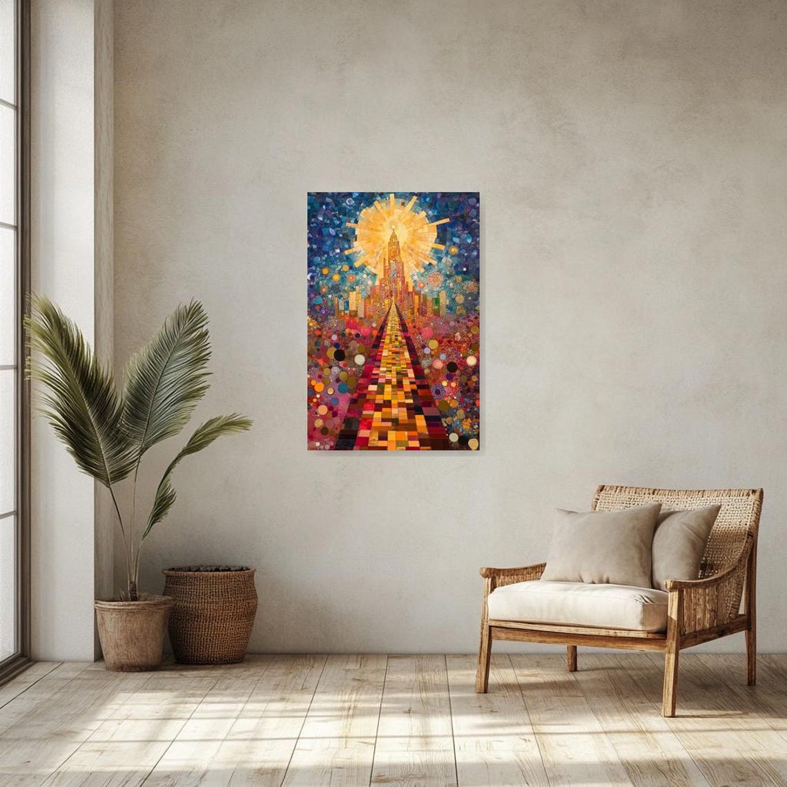 Mosaic Pathway To Light Print Inspired By Klimt With Colorful Abstract Shapes And Vibrant Sunlight For Home Decor - Image 2