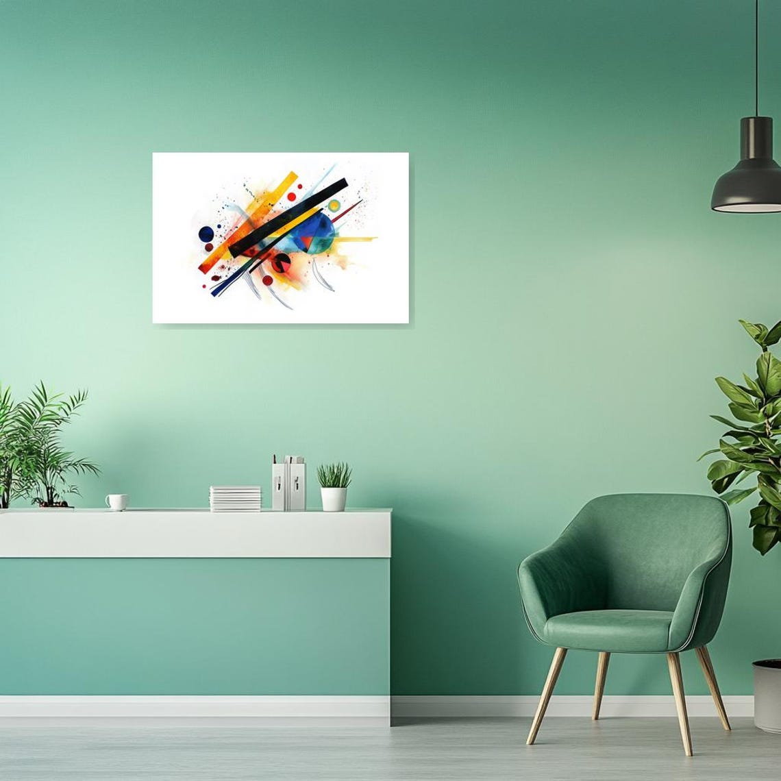 Abstract Wall Art Inspired By Wassily Kandinsky In Bold Colors And Geometric Shapes For Home Decor And - Image 3