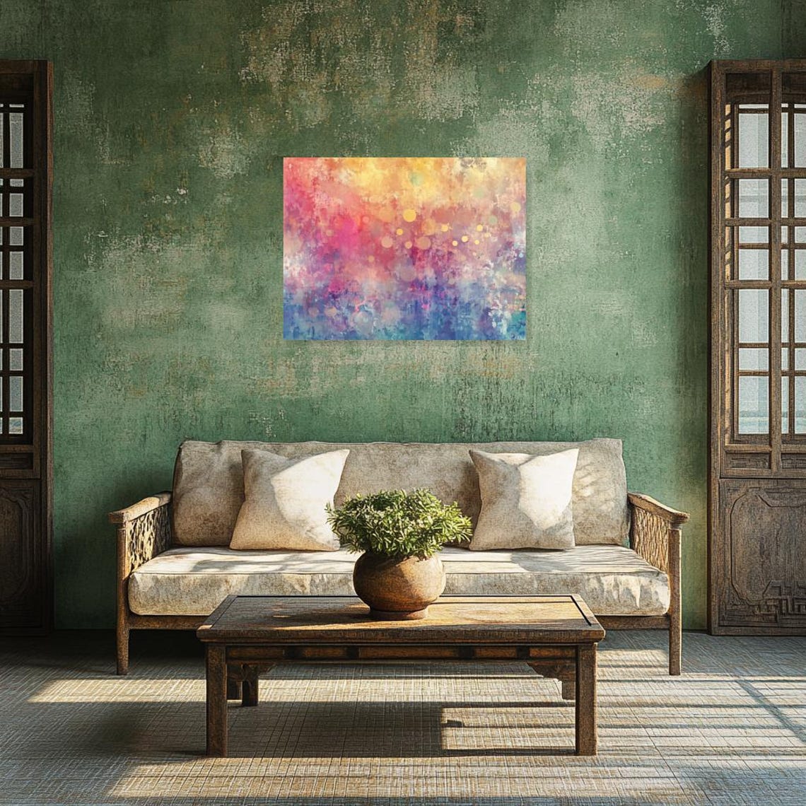 Dreamy Pastel Abstract Bokeh Warm Color Wash Textured Poster - Image 2