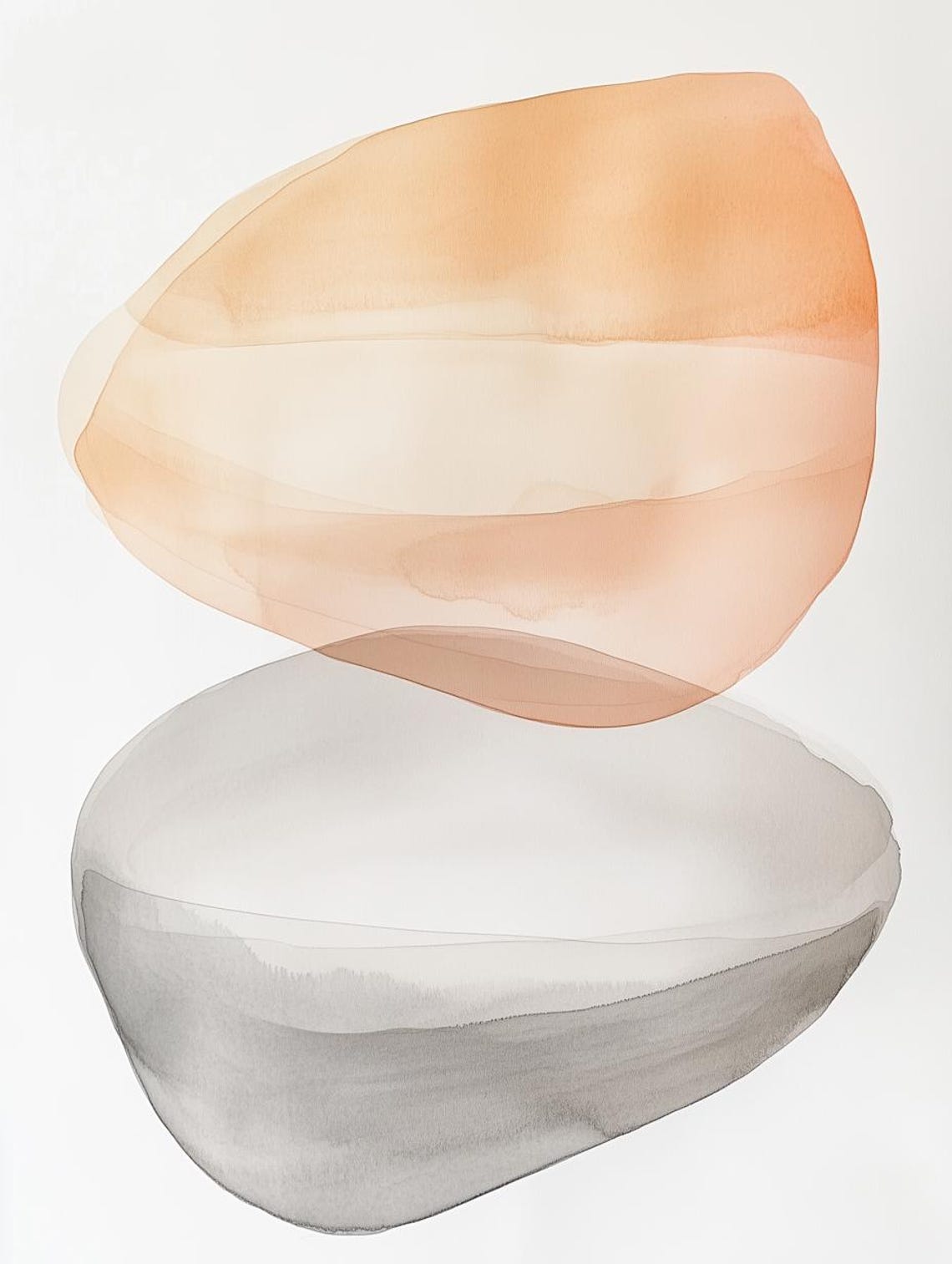 Soft Earth Tone Watercolor Abstract Stacked Stone Shapes Poster