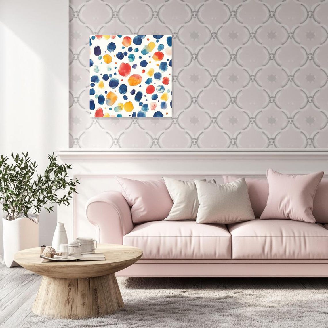 Playful Colorful Watercolor Dots Pattern Modern Abstract Art Poster - Image 3