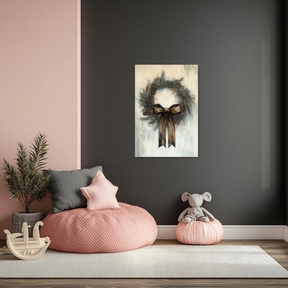 Pinecone Wreath Art Print, Rustic Holiday Decor - Image 5