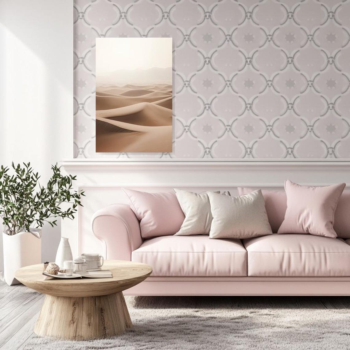 Serene Rolling Desert Dunes Minimalist Warm Beige Art Poster - Image 3