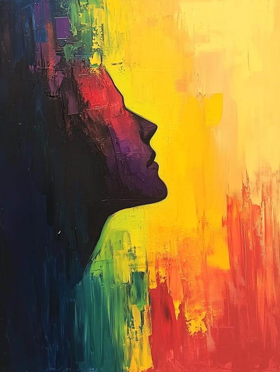 Profile Silhouette Art Inspired By Van Gogh With Bold Color Palette For Home Decor And Wall Art