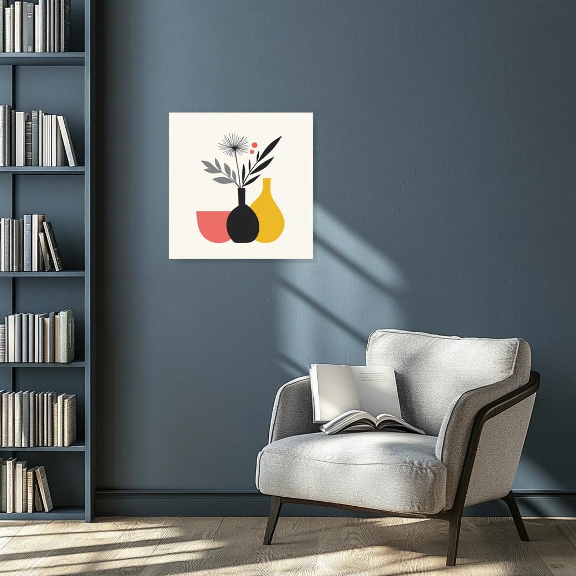 Chic Minimalist Vases and Leaves Modern Line Art Decor Poster - Image 3