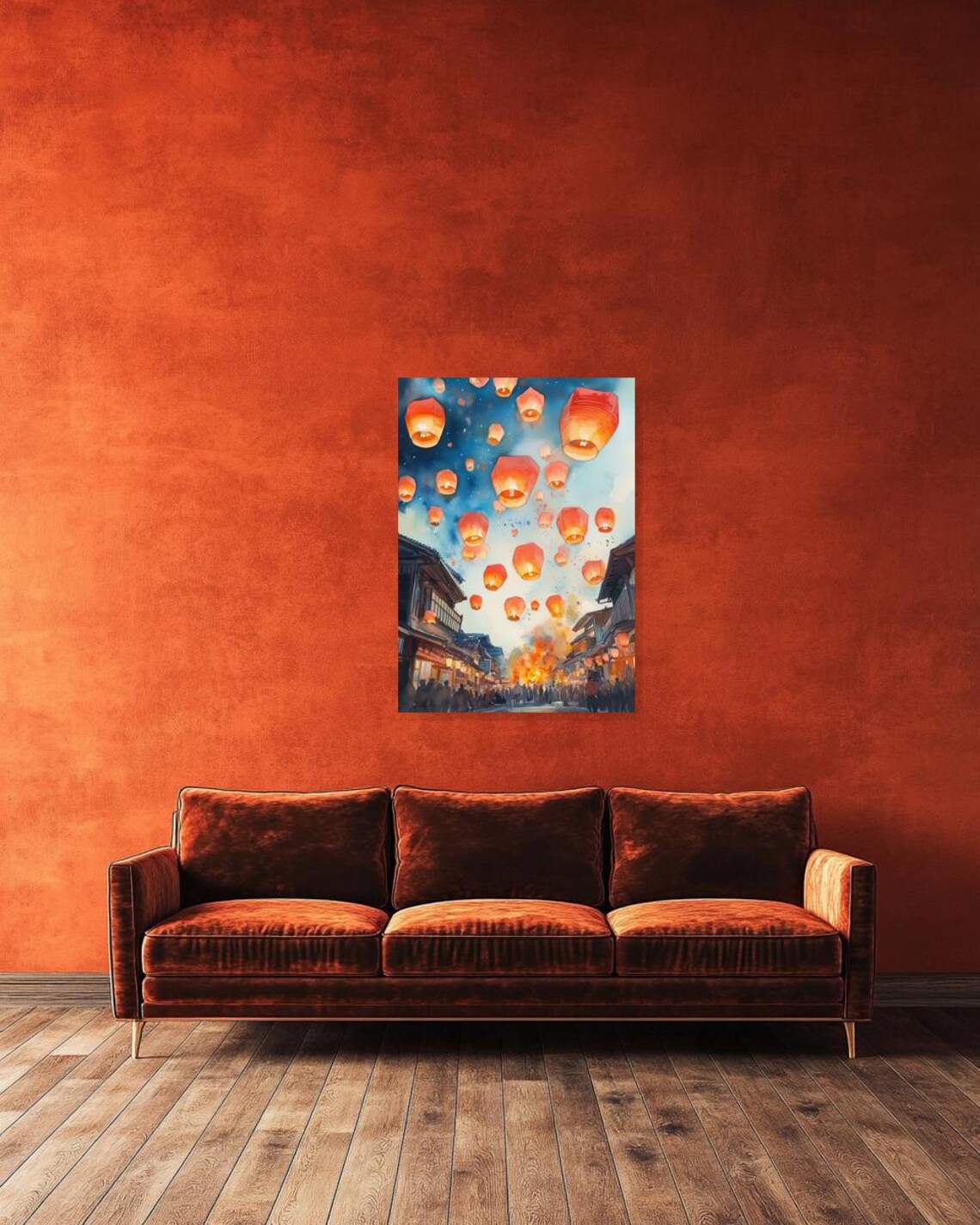 Lantern Festival, Monet-Inspired Watercolor Art Print - Image 2