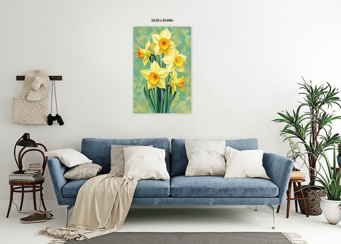 Bright Sunny Yellow Daffodil Bouquet in Spring Floral Poster - Image 2