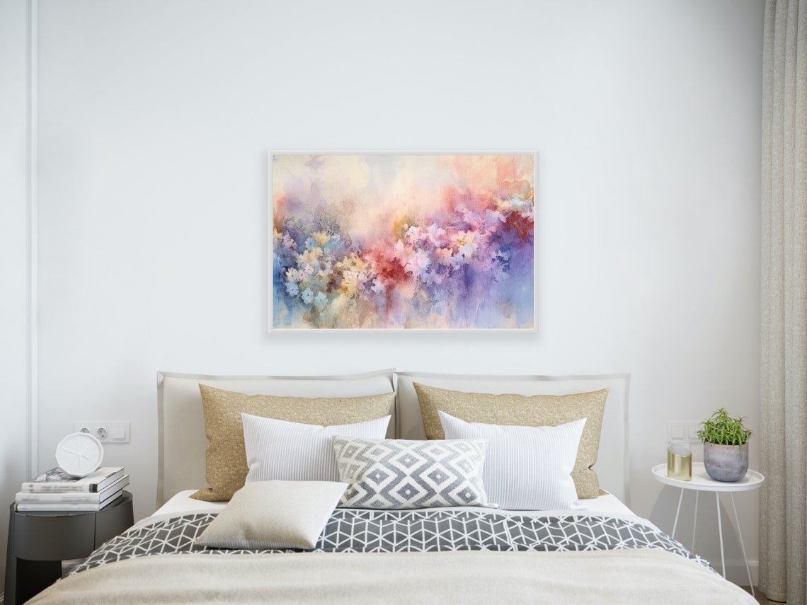 Colorful Dreams Pastel Flower Meadow Abstract Watercolor Poster - Image 2