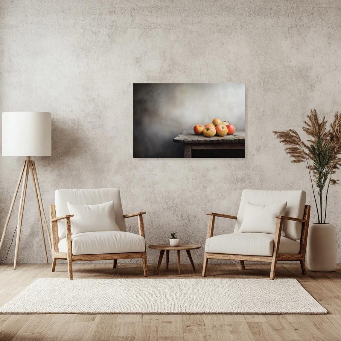 Rustic Apples Still Life On Weathered Table Oil Painting Poster - Image 2