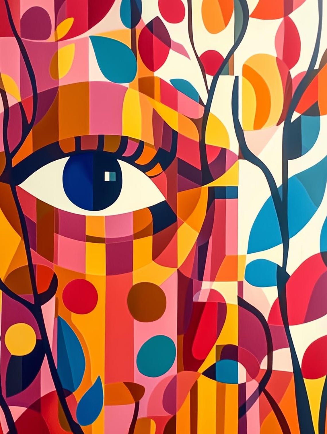 Surreal Colorful Blue Eye Abstract Collage Portrait Art Poster
