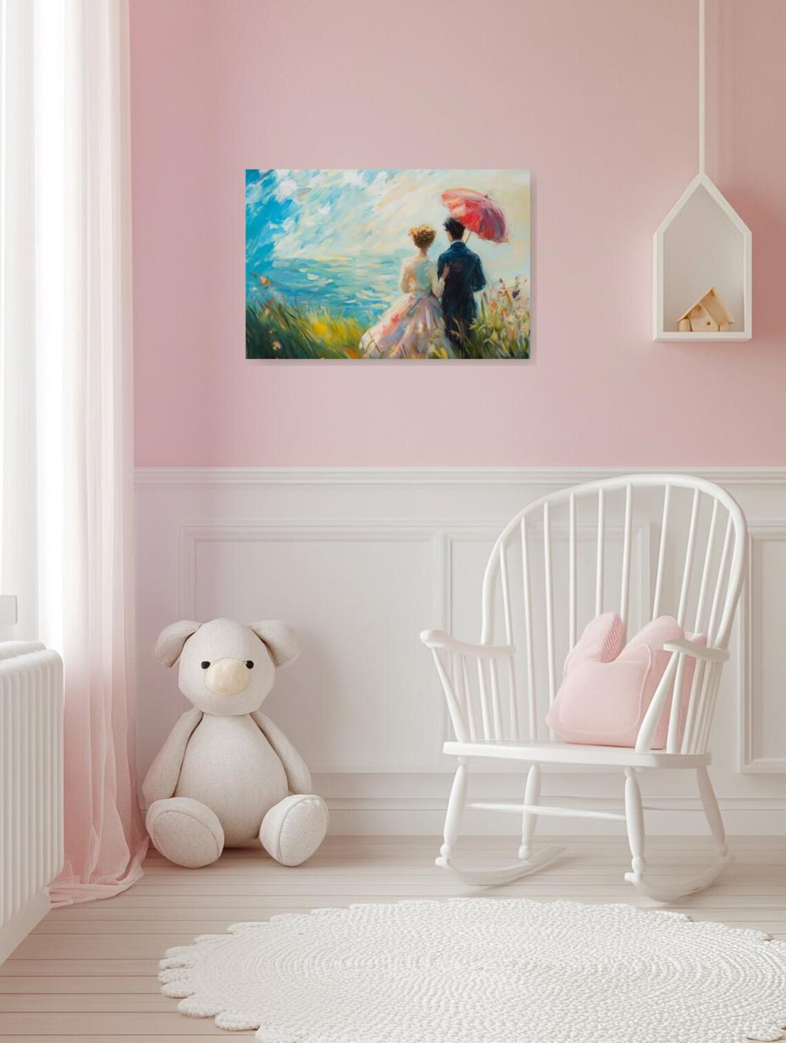 Romantic Coastal Wedding Scene, Impressionist Style - Image 3