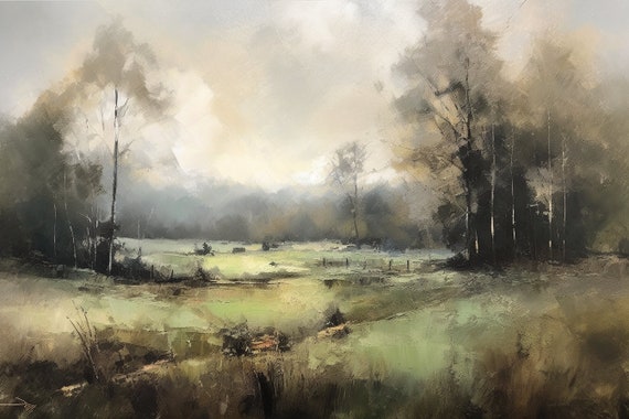 Muted Green Mountain Landscape Art Print Fine Art Custom Ccc