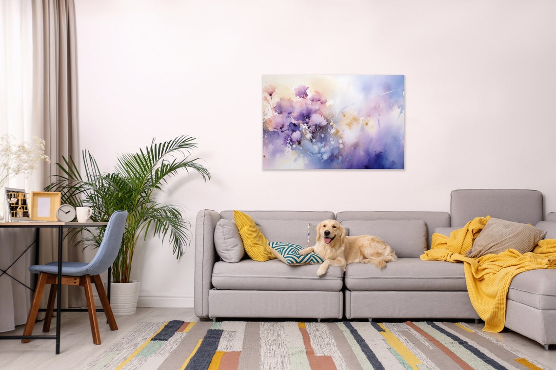 Purple Ethereal Watercolor Blooms Dreamy Botanical Wall Poster - Image 2