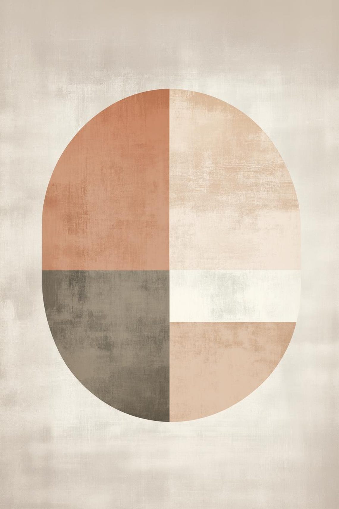 Calm Neutral Geometric Circle Blocks Minimal Modern Art Poster