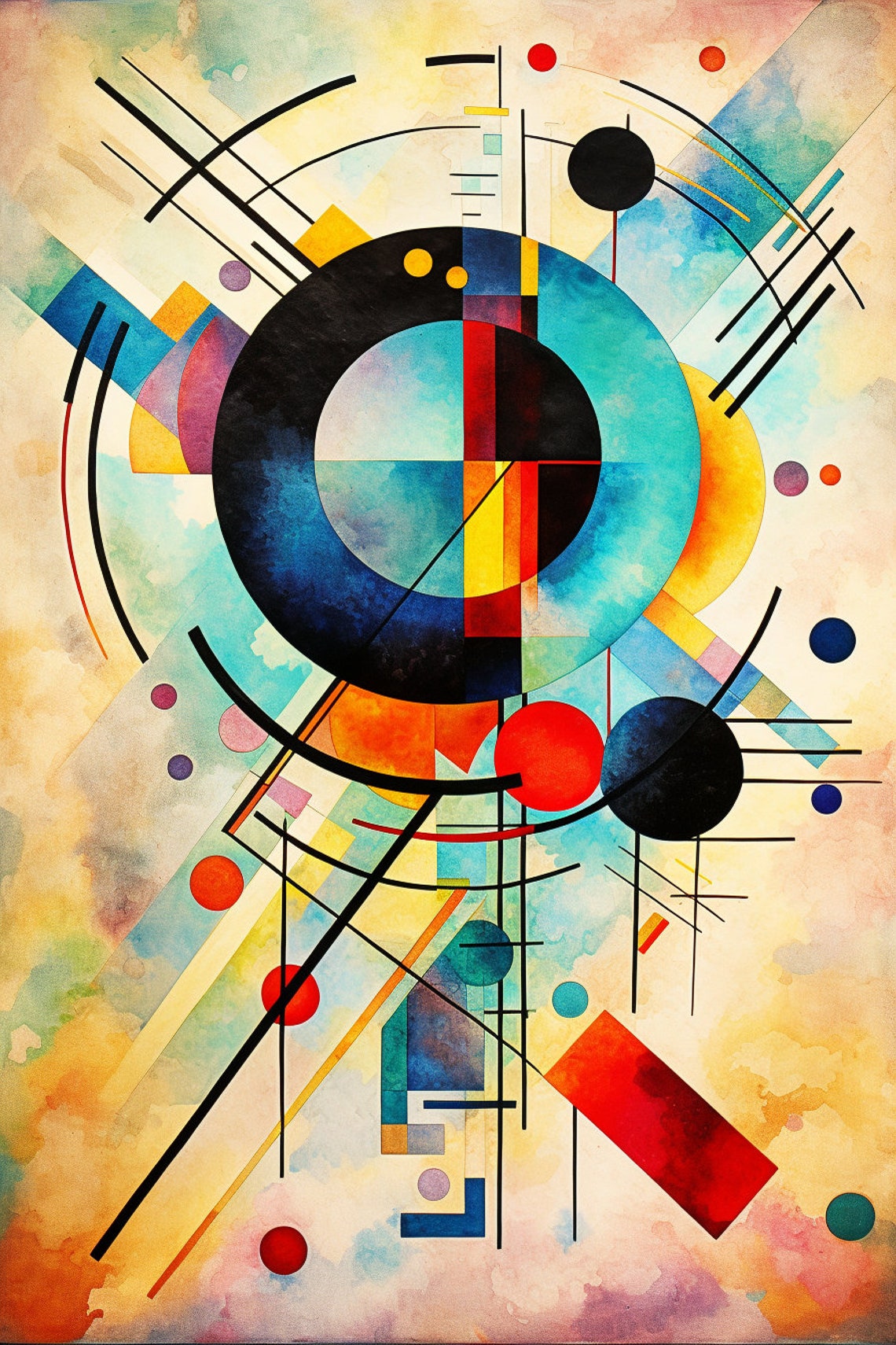Concentric Circles Colorful Abstract Modern Geometric Art Poster