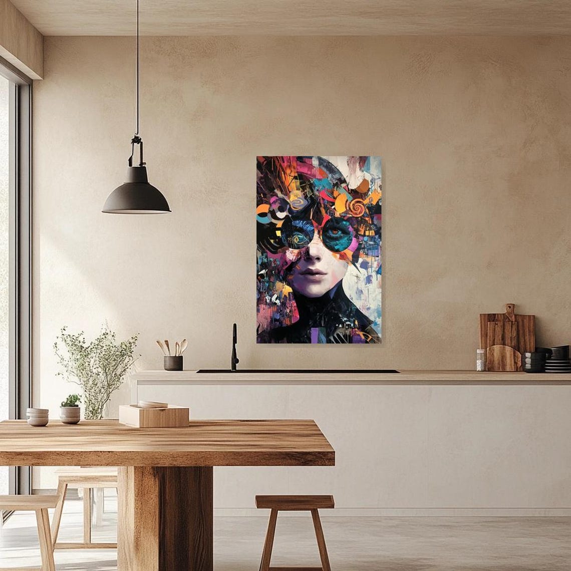 Colorful Abstract Portrait with Oversized Sunglasses Art Poster - Image 3