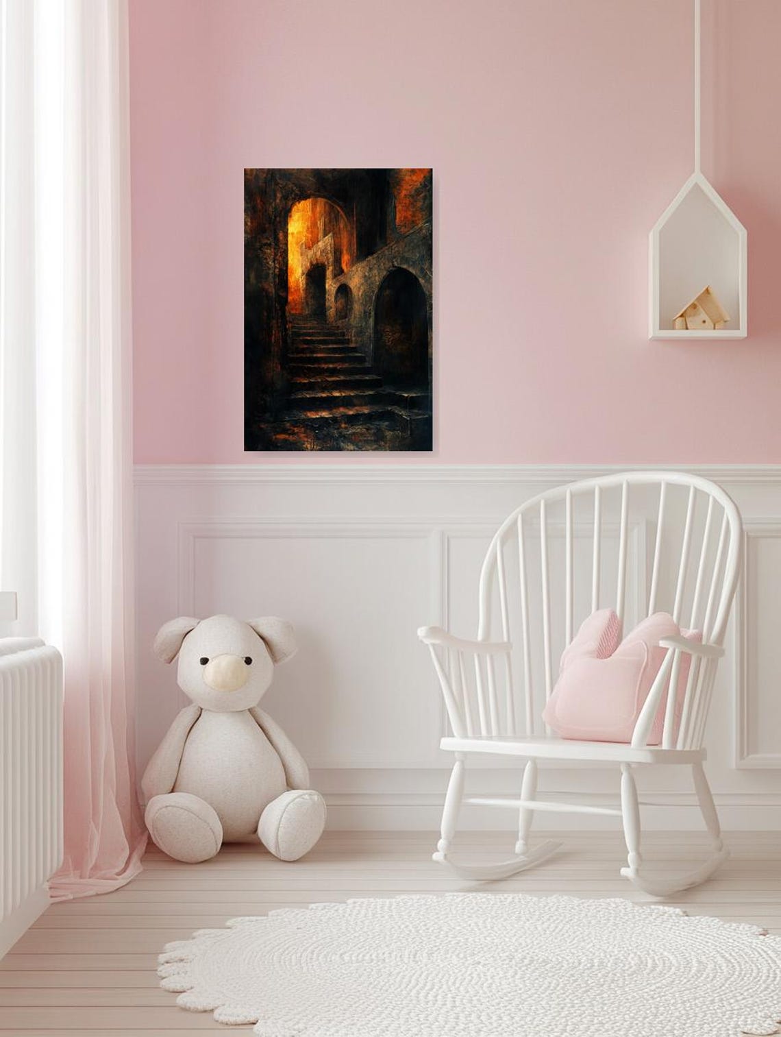 Eerie Gothic Staircase Art Home Decor Inspired By Caravaggio Warm Tones Wall Art Dark Atmosphere - Image 3