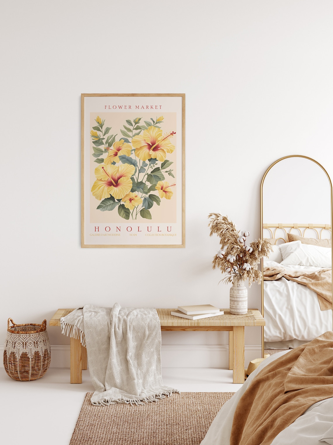 Flower Market Honolulu Yellow Hibiscus Tropical Floral Poster - Image 2