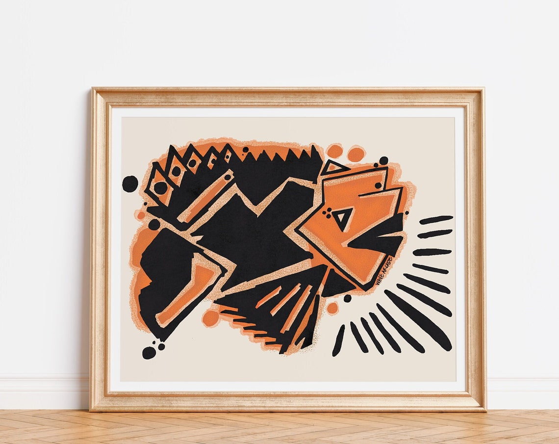 Garibaldi Fish Abstract Geometric Wildlife Fish Illustration Poster