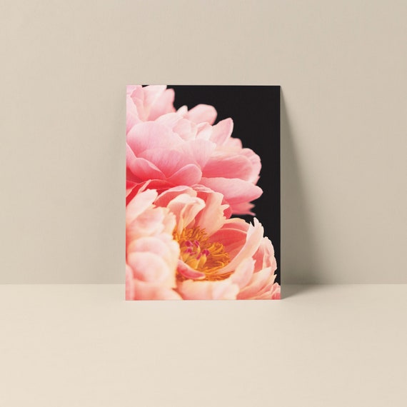Peony Flower Note Card, Botanical Floral Card