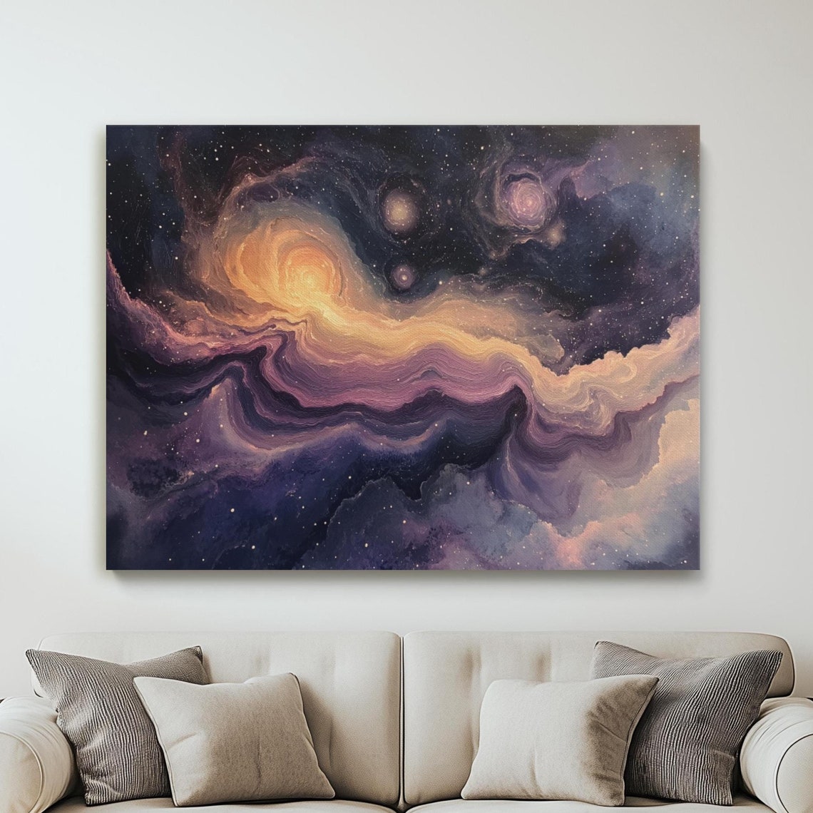 Deep Purple Orange Galaxy Nebula Cosmic Starry Night Sky Poster