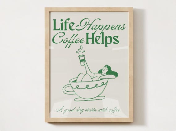 Coffee Lover Print Set Minimalist Kitchen Art Quote 8x10 Pdf
